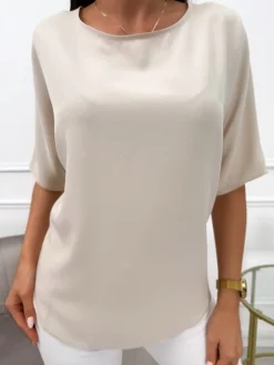 Beżowa Klasyczna Bluzeczka 13727-328-A|Modna Kiecka Hot