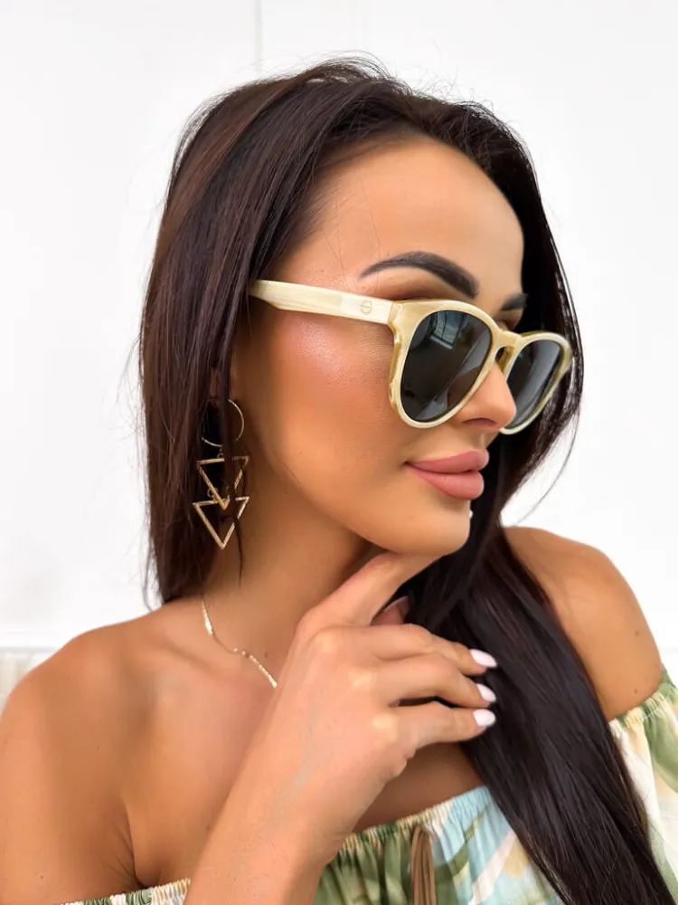 Beżowe Okulary Przeciwsłoneczne 10457-334-A|Modna Kiecka Discount