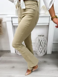 Beżowe Spodnie z Rozszerzaną Nogawką 11780-511-B|Modna Kiecka Outlet
