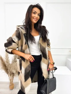 Beżowo-Kremowy Płaszcz 10806-255-A|Modna Kiecka Clearance