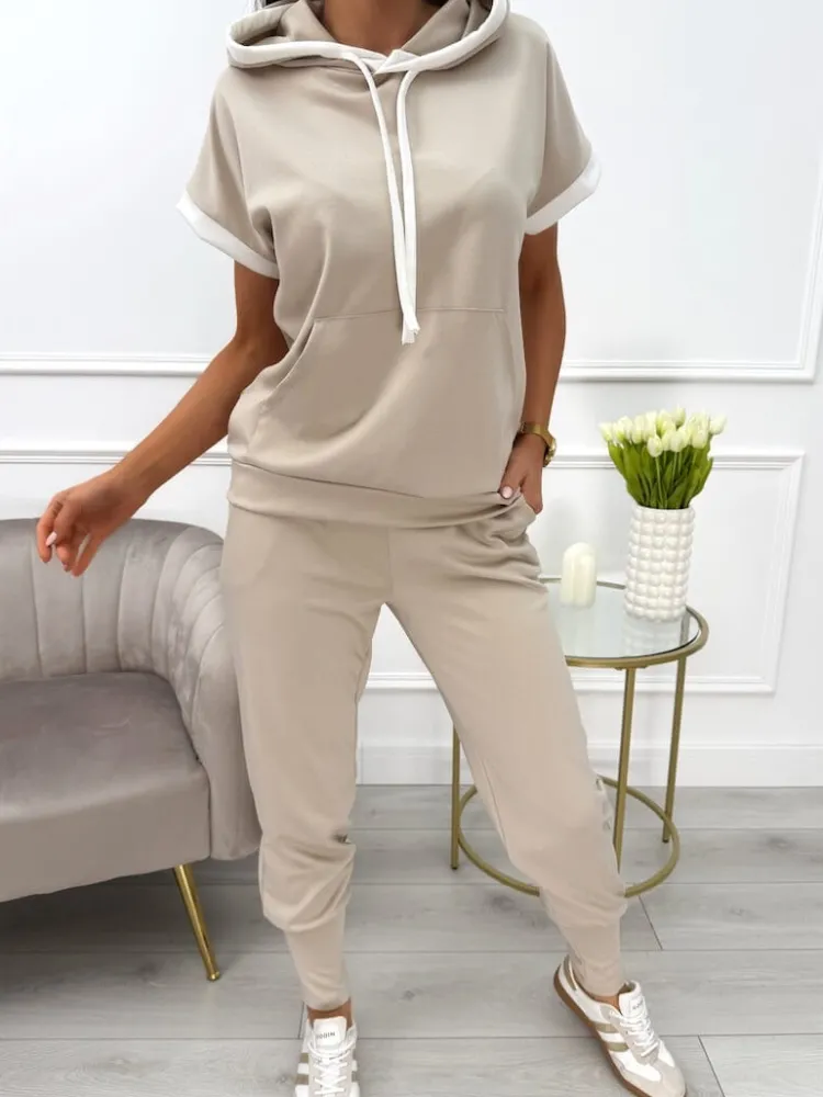 Beżowy Dresowy Komplet 13777-165-A|Modna Kiecka Outlet