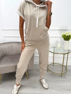 Beżowy Dresowy Komplet 13777-165-A|Modna Kiecka Outlet