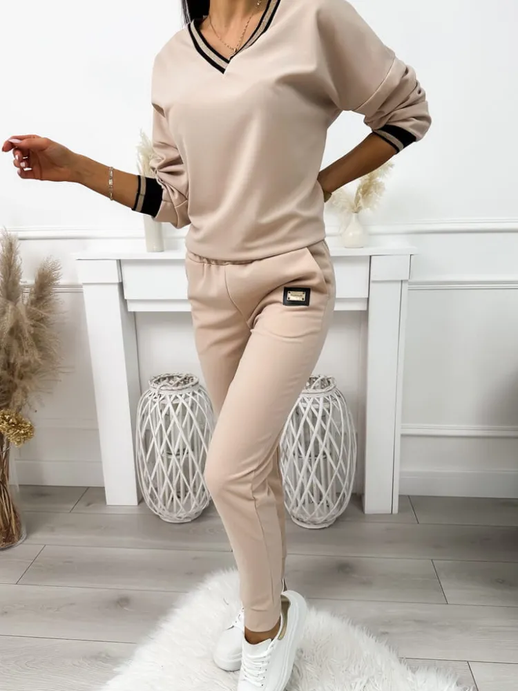 Beżowy Komplet 11404-523-G|Modna Kiecka Fashion