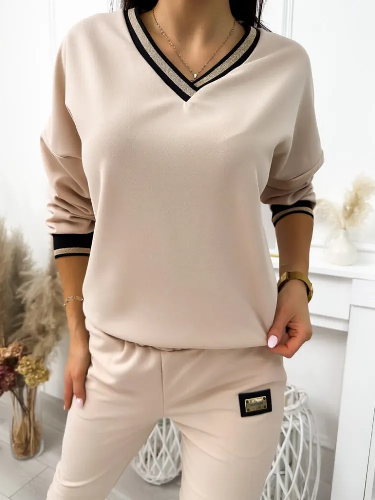 Beżowy Komplet 11404-523-G|Modna Kiecka Fashion