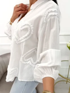 Biała Bluzka z Haftowanym Wzorem 13985-43-A|Modna Kiecka Discount