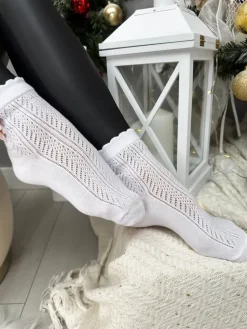 Białe Ażurowe Skarpety 13327-334-B|Modna Kiecka Fashion
