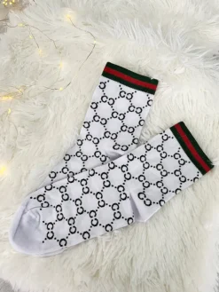 Białe Wzorzyste Skarpetki 9056-334-C|Modna Kiecka Hot