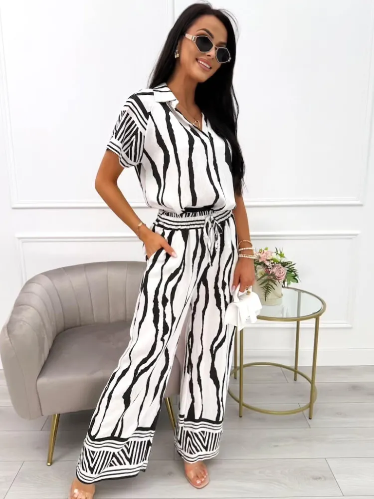 Biało-Czarne Spodnie 14079-525-B|Modna Kiecka Discount