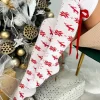 Biało-Czerwone Zakolanówki Świąteczne ze Wstążką 9064-334-B|Modna Kiecka Fashion