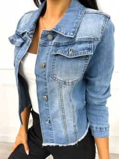 Błękitna Jeansowa Kurteczka 13005-510 13005-510-Q|Modna Kiecka Online