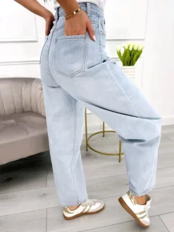Błękitne Spodnie o Kroju Mom Jeans 13828-269-A|Modna Kiecka Best