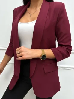 Bordowa Klasyczna Marynarka 11460-127-S|Modna Kiecka Sale