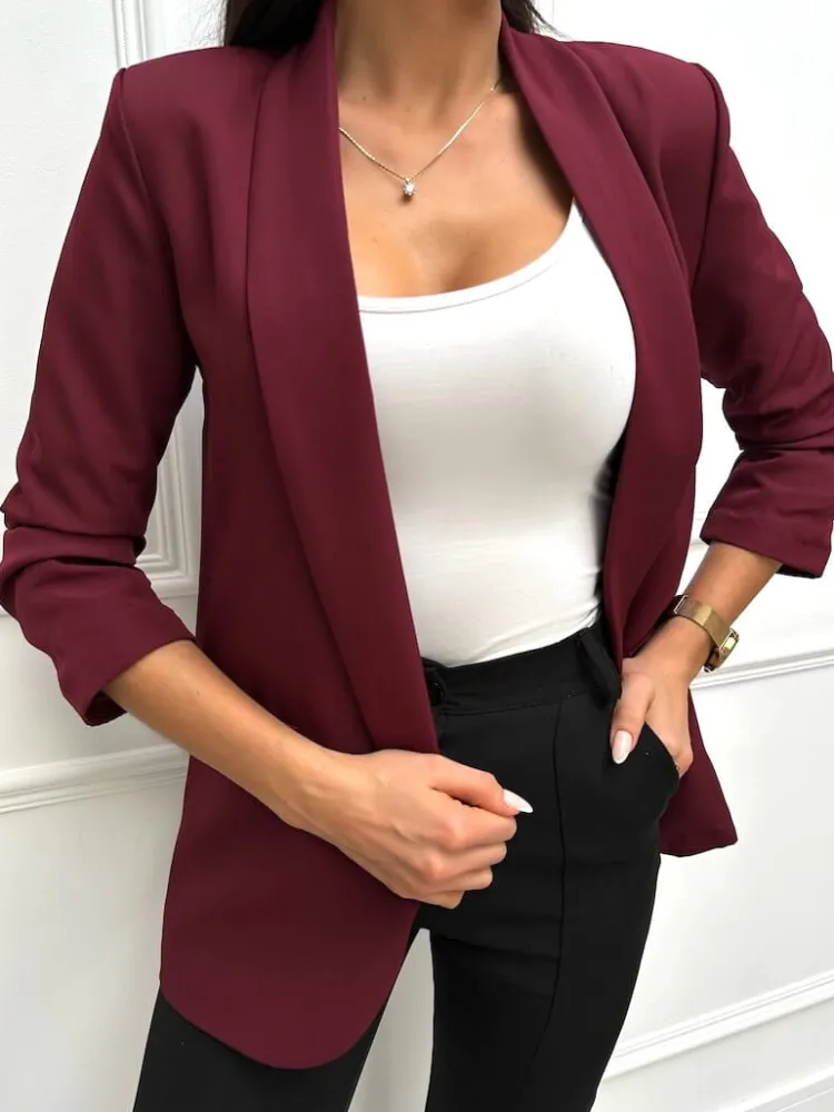 Bordowa Klasyczna Marynarka 11460-127-S|Modna Kiecka Sale