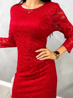 Bordowa Koronkowa Sukienka 11436-505-E|Modna Kiecka Hot