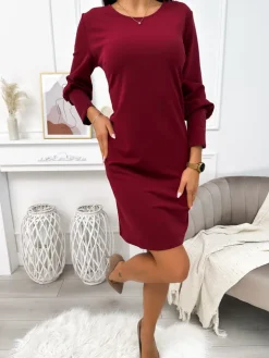 Bordowa Sukienka 11440-318-A|Modna Kiecka Sale