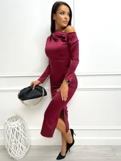 Bordowa Sukienka Maxi 13377-424-A|Modna Kiecka Online