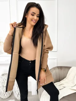 Brązowa Bluza Oversize z Kapturem 9371-285-J|Modna Kiecka Clearance