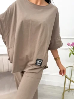Brązowy Dresowy Komplet 13653-521-C|Modna Kiecka Discount