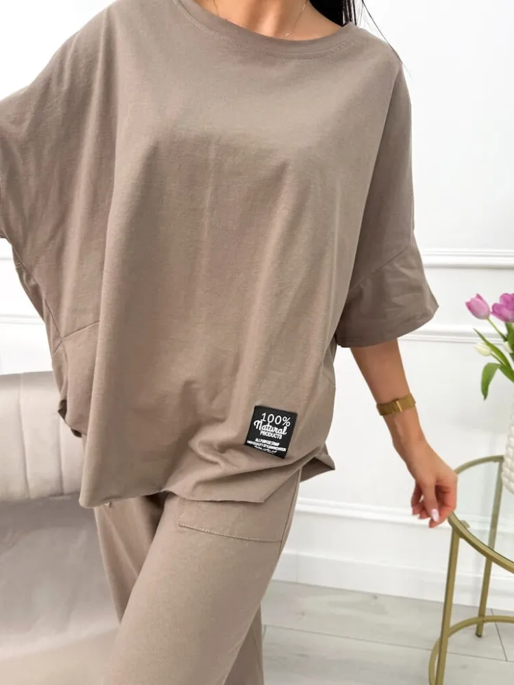 Brązowy Dresowy Komplet 13653-521-C|Modna Kiecka Discount