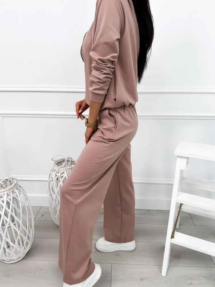 Brązowy Komplet Bluza + Spodnie 12670-184-B|Modna Kiecka Fashion
