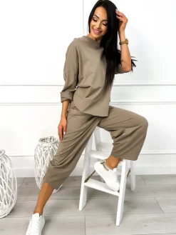Cappuccino Komplet Bluzka + Spodnie 12783-179-J|Modna Kiecka Clearance
