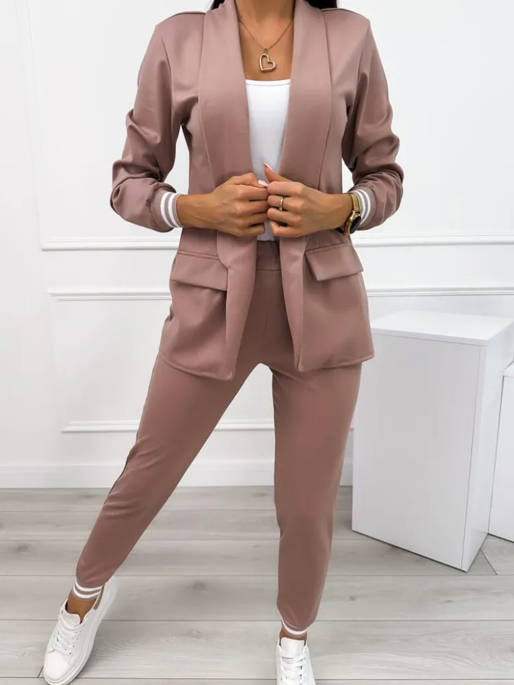 Cappuccino Komplet Marynarka + Spodnie 11442-404-I|Modna Kiecka Best