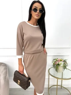 Cappuccino Komplet ze Spódnicą 13526-183-F|Modna Kiecka Hot