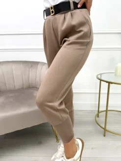 Cappuccino Spodnie z Paskiem 13530-162-G|Modna Kiecka Hot
