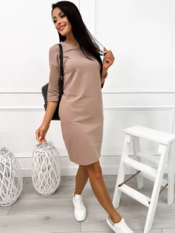 Cappuccino Sportowa Sukienka 11389-320-J|Modna Kiecka Outlet