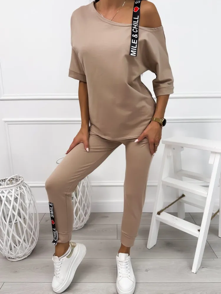 Ciemnobeżowy Komplet 11399-257-F|Modna Kiecka Hot