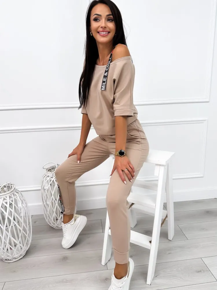 Ciemnobeżowy Komplet 11399-257-F|Modna Kiecka Hot
