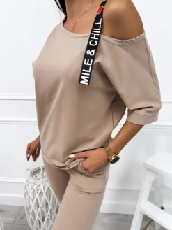 Ciemnobeżowy Komplet 11399-257-F|Modna Kiecka Hot