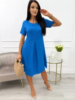 Ciemnoniebieska Sukienka z Kieszeniami 13707-103-M|Modna Kiecka Hot