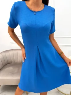 Ciemnoniebieska Sukienka z Kieszeniami 13707-103-M|Modna Kiecka Hot