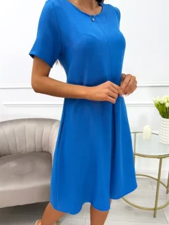 Ciemnoniebieska Sukienka z Kieszeniami 13707-103-M|Modna Kiecka Hot