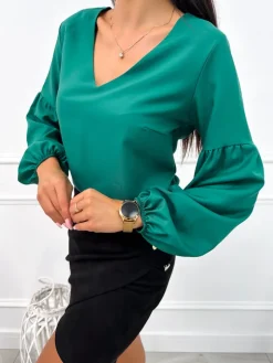 Ciemnozielona Bluzka 11371-515-H|Modna Kiecka New