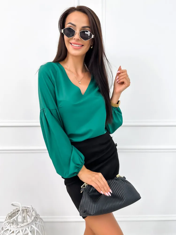 Ciemnozielona Bluzka 11371-515-H|Modna Kiecka New