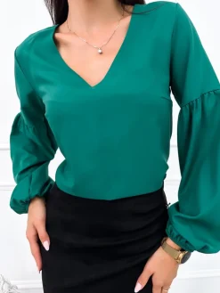 Ciemnozielona Bluzka 11371-515-H|Modna Kiecka New