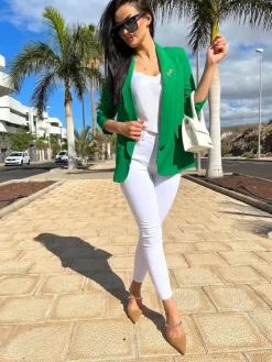 Ciemnozielona Klasyczna Marynarka 11460-127-I|Modna Kiecka Hot