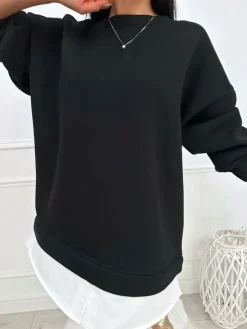 Czarna Bluza Oversize 13445-418-C|Modna Kiecka Outlet