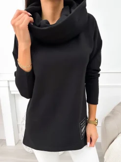 Czarna Bluza z Kominem 11617-197-A|Modna Kiecka Clearance