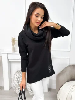 Czarna Bluza z Kominem 11617-197-A|Modna Kiecka Clearance