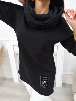 Czarna Bluza z Kominem 11617-197-A|Modna Kiecka Clearance