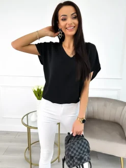 Czarna Bluzeczka z Kieszonką 12111-239-C|Modna Kiecka Hot