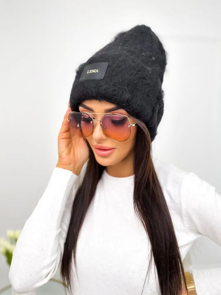 Czarna Czapka 10875-334-C|Modna Kiecka Sale