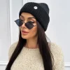 Czarna Czapka 13299-334-G|Modna Kiecka Clearance