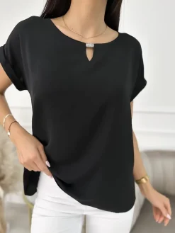 Czarna Klasyczna Bluzka 9812-149-A|Modna Kiecka Best