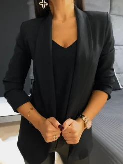 Czarna Klasyczna Marynarka 11460-127-C|Modna Kiecka Sale