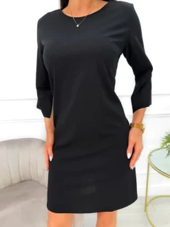 Czarna Klasyczna Sukienka 13514-118-B|Modna Kiecka Online
