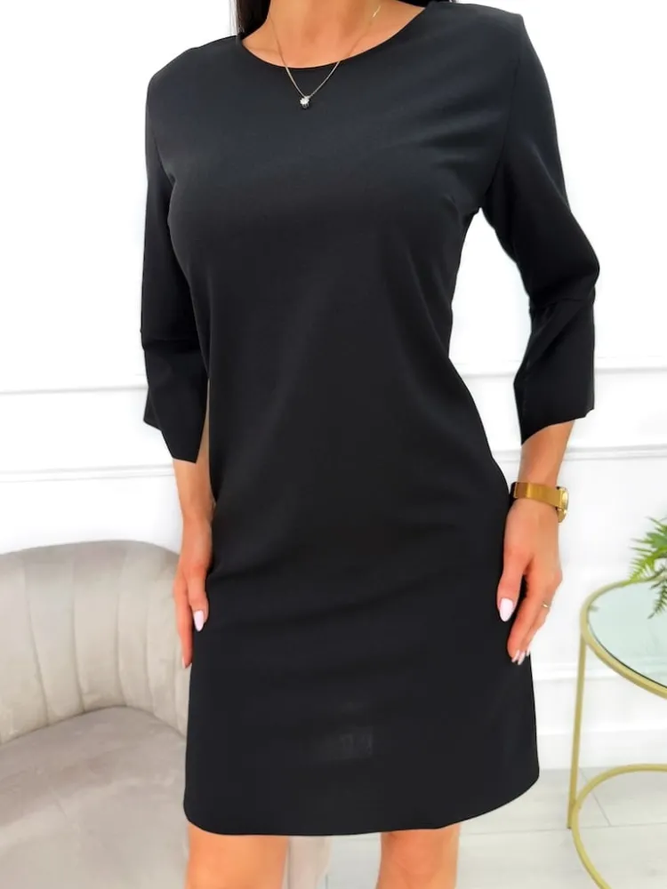 Czarna Klasyczna Sukienka 13514-118-B|Modna Kiecka Online